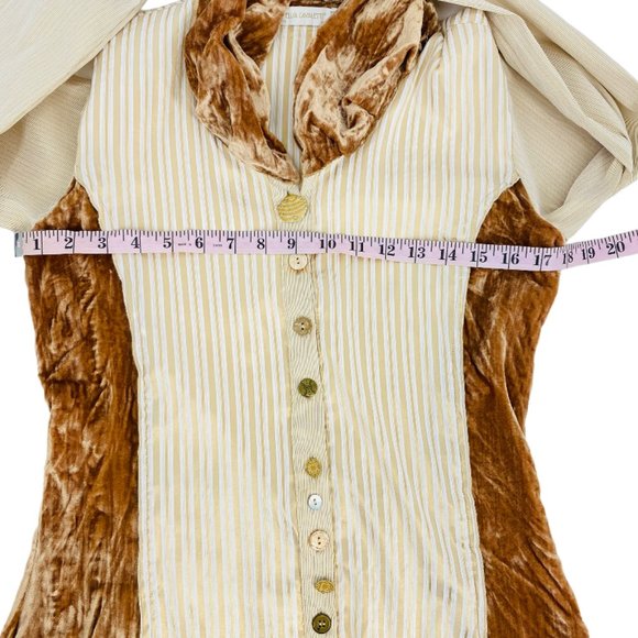 Elisa Cavaletti Vintage Velour Accent Button Blouse - Picture 11 of 16